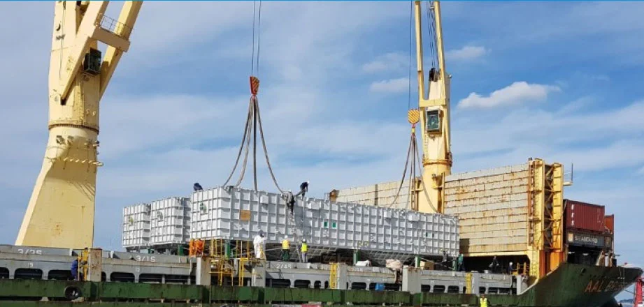 DAF being lifted by crane